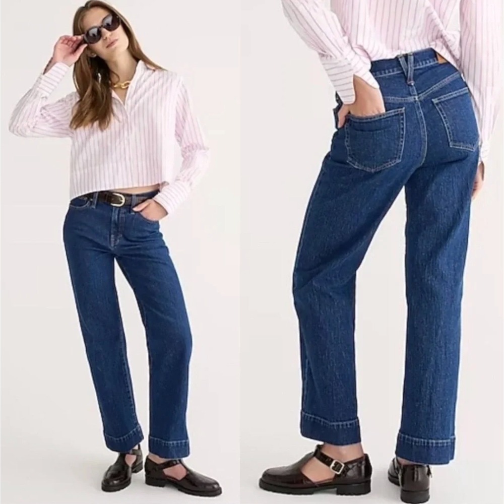 J. Crew Womens Slim Wide Leg Jean in Brick Lane Wash Size 31 Blue